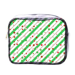 Christmas Paper Stars Pattern Texture Background Colorful Colors Seamless Mini Toiletries Bag (one Side)