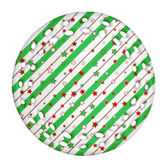 Christmas Paper Stars Pattern Texture Background Colorful Colors Seamless Round Filigree Ornament (two Sides)