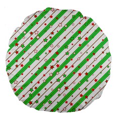 Christmas Paper Stars Pattern Texture Background Colorful Colors Seamless Large 18  Premium Flano Round Cushions