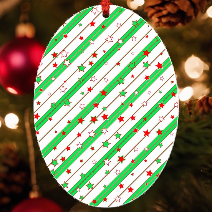 Christmas Paper Stars Pattern Texture Background Colorful Colors Seamless UV Print Acrylic Ornament Oval