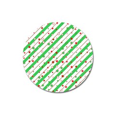 Christmas Paper Stars Pattern Texture Background Colorful Colors Seamless Magnet 3  (round)