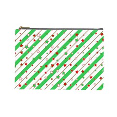 Christmas Paper Stars Pattern Texture Background Colorful Colors Seamless Cosmetic Bag (large)