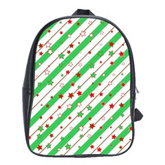 Christmas Paper Stars Pattern Texture Background Colorful Colors Seamless School Bag (xl)