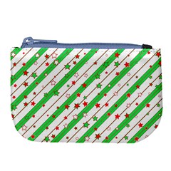 Christmas Paper Stars Pattern Texture Background Colorful Colors Seamless Large Coin Purse