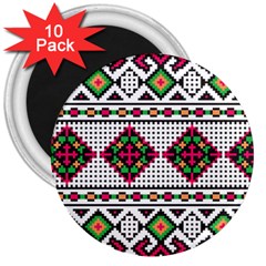 Ukrainian Folk Seamless Pattern Ethnic Ornament Border Element Traditional 3  Magnets (10 Pack) 