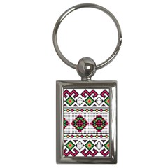 Ukrainian Folk Seamless Pattern Ethnic Ornament Border Element Traditional Key Chain (rectangle)