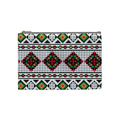 Ukrainian Folk Seamless Pattern Ethnic Ornament Border Element Traditional Cosmetic Bag (medium)