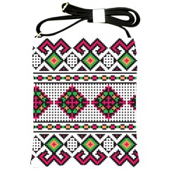 Ukrainian Folk Seamless Pattern Ethnic Ornament Border Element Traditional Shoulder Sling Bag