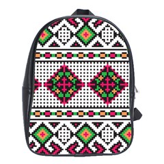 Ukrainian Folk Seamless Pattern Ethnic Ornament Border Element Traditional School Bag (xl)