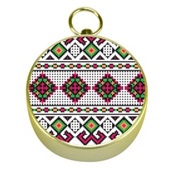 Ukrainian Folk Seamless Pattern Ethnic Ornament Border Element Traditional Gold Compasses