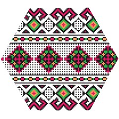 Ukrainian Folk Seamless Pattern Ethnic Ornament Border Element Traditional Wooden Puzzle Hexagon