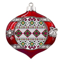 Ukrainian Folk Seamless Pattern Ethnic Ornament Border Element Traditional Metal Snowflake And Bell Red Ornament