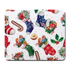 Christmas Socks Gloves Candy Cane Stocking Seamless Large Mousepad