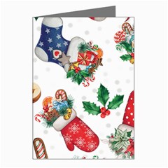 Christmas Socks Gloves Candy Cane Stocking Seamless Greeting Cards (pkg Of 8)