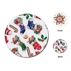 Christmas Socks Gloves Candy Cane Stocking Seamless Playing Cards Single Design (round)