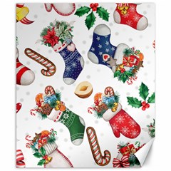 Christmas Socks Gloves Candy Cane Stocking Seamless Canvas 8  X 10 