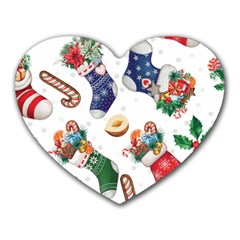 Christmas Socks Gloves Candy Cane Stocking Seamless Heart Mousepad