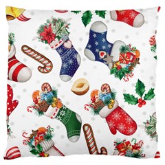 Christmas Socks Gloves Candy Cane Stocking Seamless Large Cushion Case (two Sides)