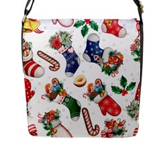 Christmas Socks Gloves Candy Cane Stocking Seamless Flap Closure Messenger Bag (l)