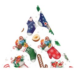 Christmas Socks Gloves Candy Cane Stocking Seamless Wooden Puzzle Triangle