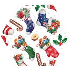 Christmas Socks Gloves Candy Cane Stocking Seamless Wooden Puzzle Hexagon