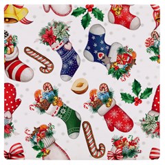 Christmas Socks Gloves Candy Cane Stocking Seamless Uv Print Square Tile Coaster 