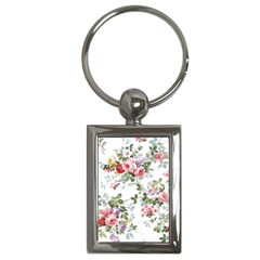 Floral Elements Peony Chinese Rose Key Chain (rectangle)