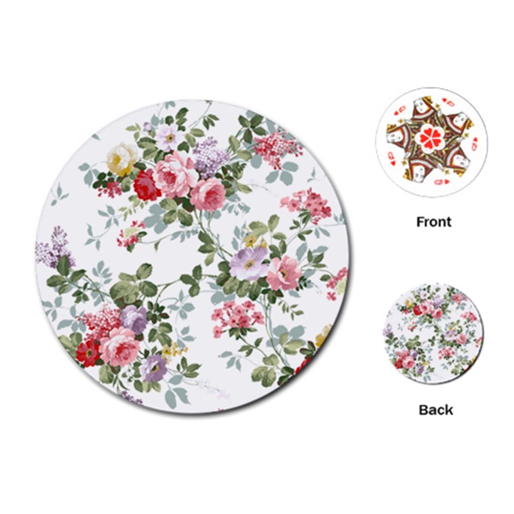 Floral Elements Peony Chinese Rose Playing Cards Single Design (Round)