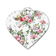 Floral Elements Peony Chinese Rose Dog Tag Heart (one Side)