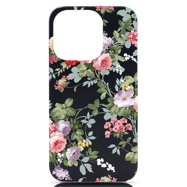 Floral Elements Peony Chinese Rose iPhone 14 Pro Black UV Print Case