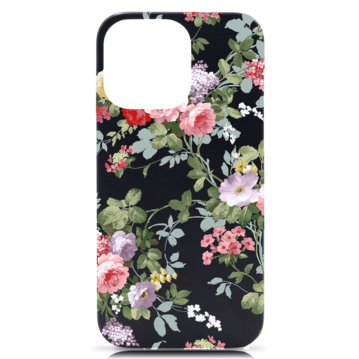 Floral Elements Peony Chinese Rose iPhone 14 Pro Max Black UV Print Case