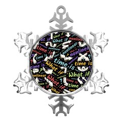 Time Nonlinear Curved Linear Metal Small Snowflake Ornament by Paksenen