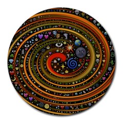 Swirl Vortex Emoji Cyclone Motion Art Round Mousepad by Paksenen