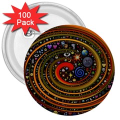 Swirl Vortex Emoji Cyclone Motion Art 3  Buttons (100 Pack) 