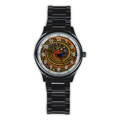 Swirl Vortex Emoji Cyclone Motion Art Stainless Steel Round Watch