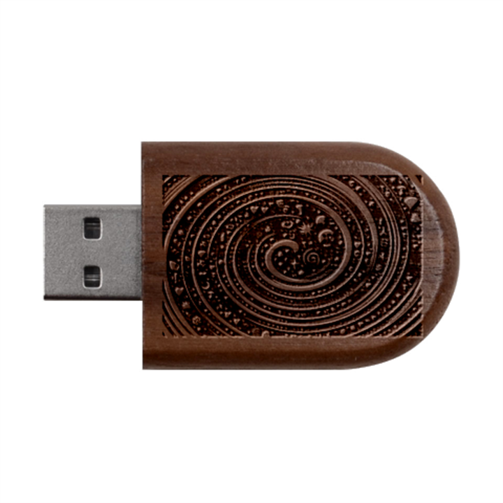 Swirl Vortex Emoji Cyclone Motion Art Wood Oval USB Flash Drive