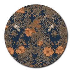 Seamless Pattern Patterns Leaves Vintage Round Mousepad