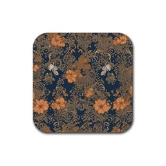 Seamless Pattern Patterns Leaves Vintage Rubber Coaster (square)