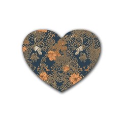 Seamless Pattern Patterns Leaves Vintage Rubber Coaster (heart)