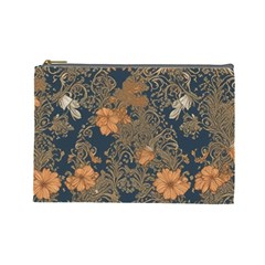 Seamless Pattern Patterns Leaves Vintage Cosmetic Bag (large)