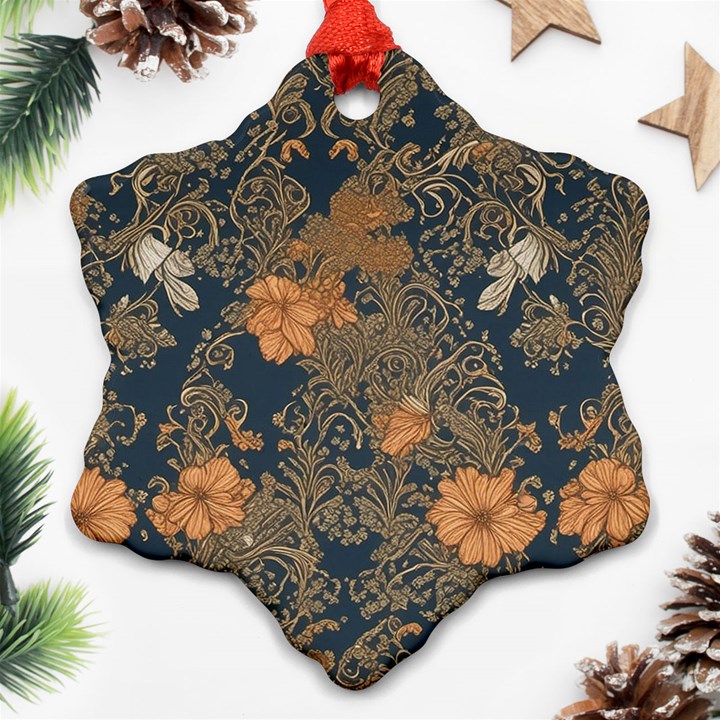 Seamless Pattern Patterns Leaves Vintage Ornament (Snowflake)