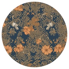 Seamless Pattern Patterns Leaves Vintage Round Trivet