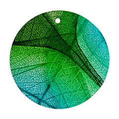 3d Leaves Texture Sheet Blue Green Ornament (round)