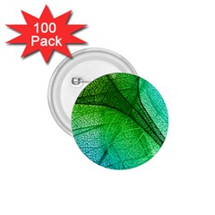 3d Leaves Texture Sheet Blue Green 1 75  Buttons (100 Pack) 