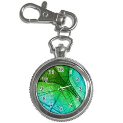 3d Leaves Texture Sheet Blue Green Key Chain Watches