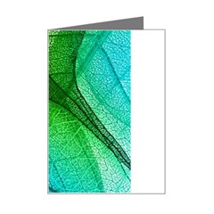 3d Leaves Texture Sheet Blue Green Mini Greeting Card