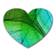 3d Leaves Texture Sheet Blue Green Heart Mousepad