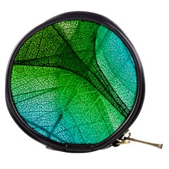 3d Leaves Texture Sheet Blue Green Mini Makeup Bag