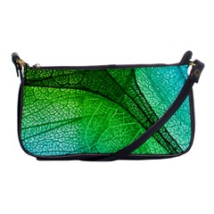 3d Leaves Texture Sheet Blue Green Shoulder Clutch Bag