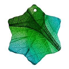 3d Leaves Texture Sheet Blue Green Ornament (snowflake)